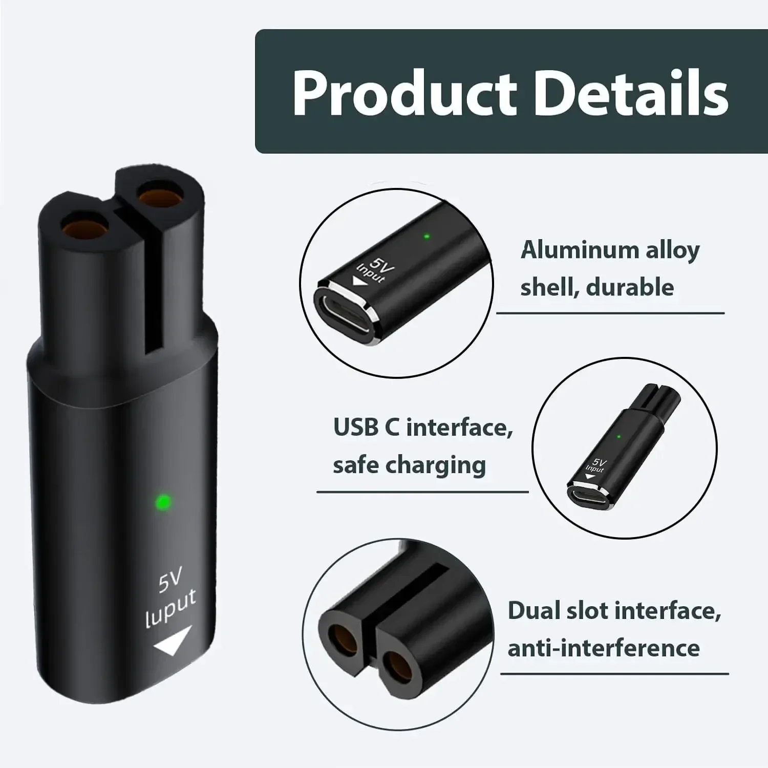 5V Type-C Shaver Adapter Charg - Beard Trimmer recension och pris